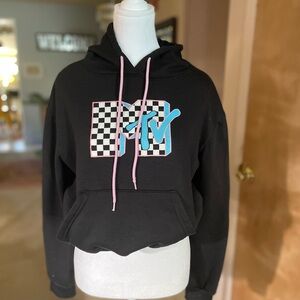 MTV Black Hoodie with Pink Accents